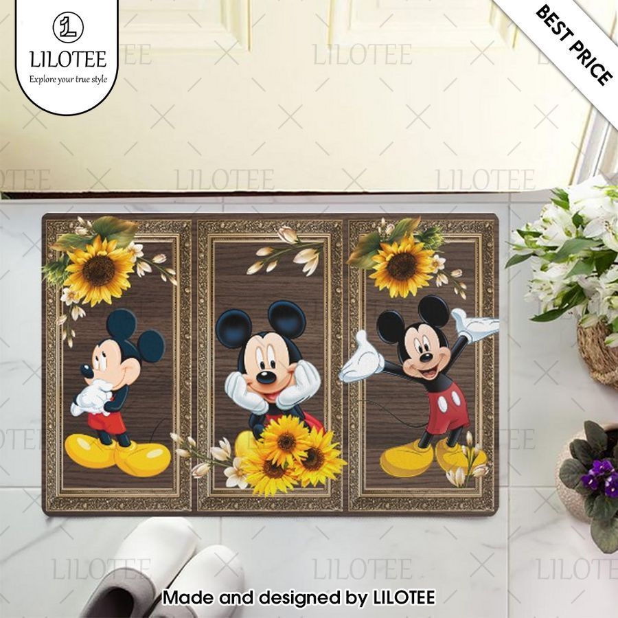 mickey mouse sunflowers doormat 1
