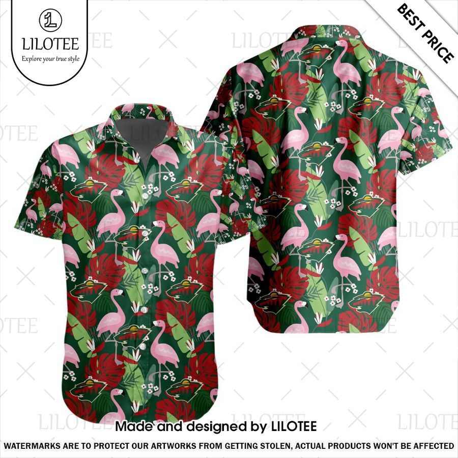 minnesota wild flamingo hawaiian shirt 1 999