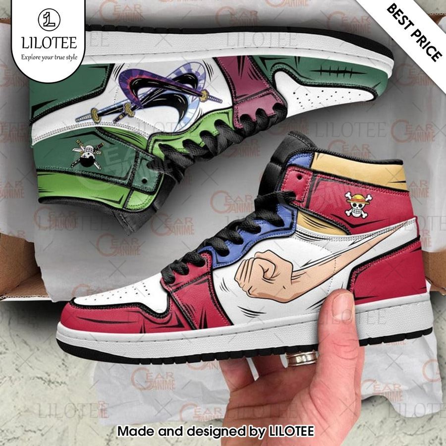 one piece zoro and luffy air jordan high top shoes 1 257