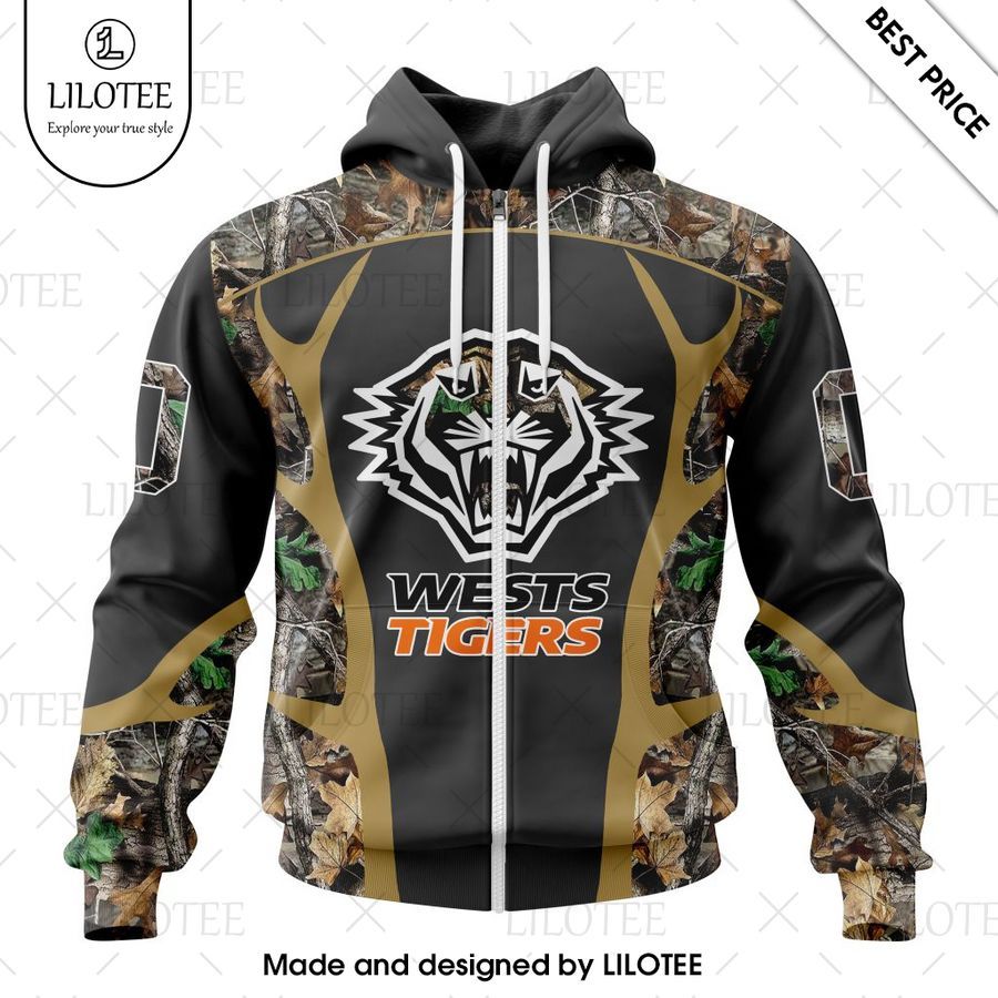 personalized nrl wests tigers special camo hunting hoodie 2 146