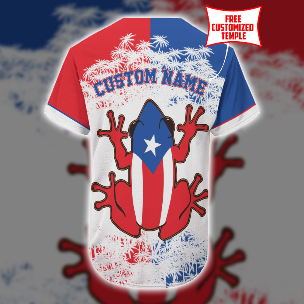 puerto rico coqui frog flag custom baseball jersey 4856 quWJg