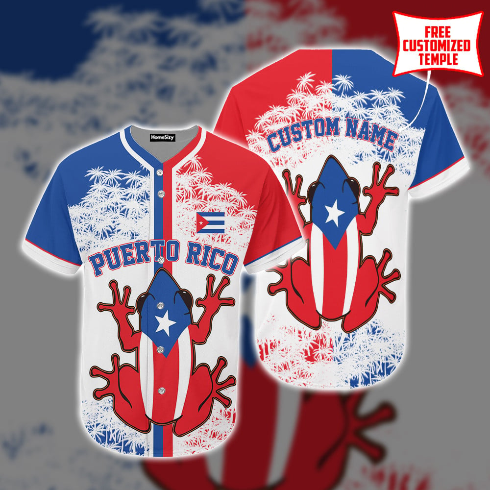 puerto rico coqui frog flag custom baseball jersey 4908 oHy5h