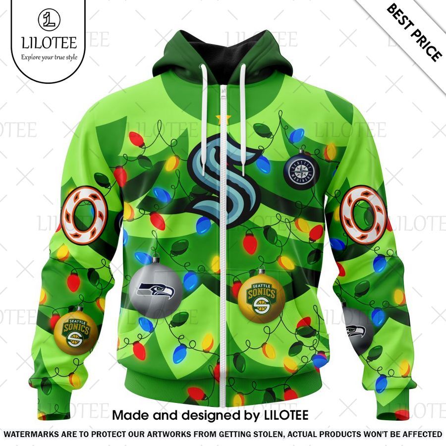 seattle kraken christmass tree color and citys sport teams custom hoodie 2 260