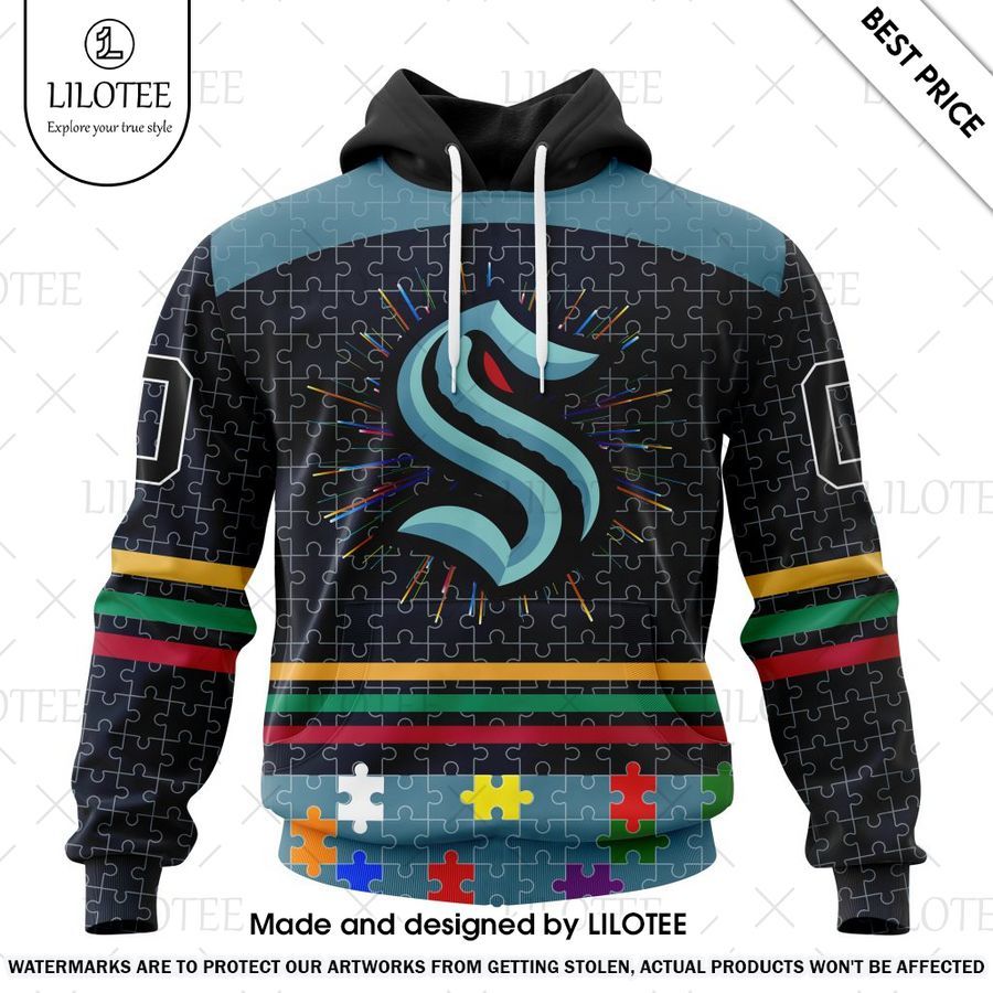 seattle kraken fearless aganst autism custom hoodie 1 201
