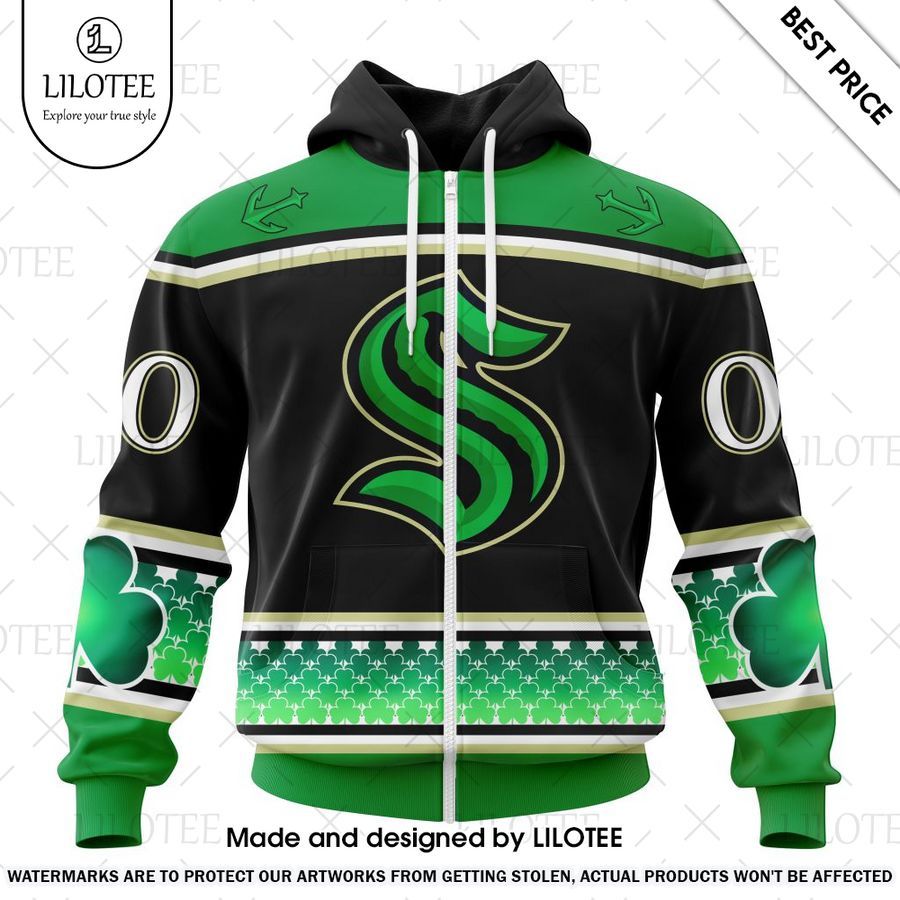 seattle kraken hockey celebrate st patricks day green custom hoodie 2 464