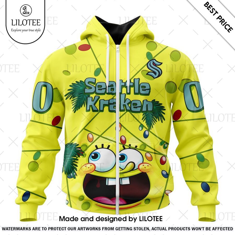 seattle kraken jersey with spongebob custom hoodie 2 982