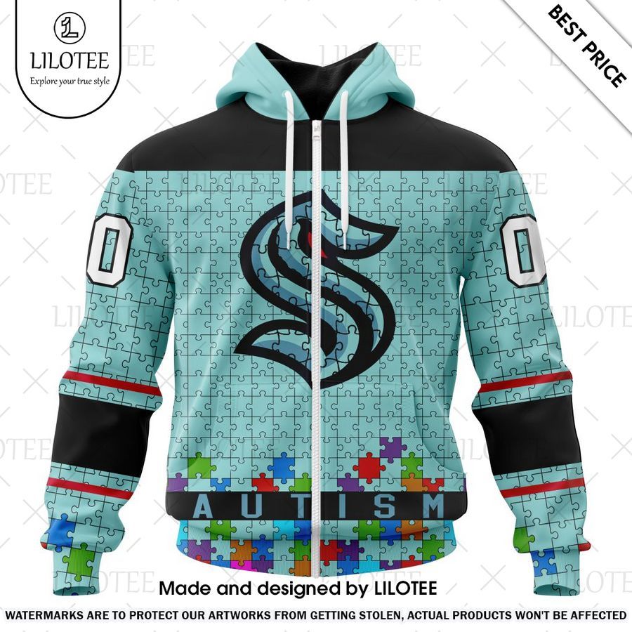 seattle kraken unisex kits hockey fights against autism custom hoodie 2 462