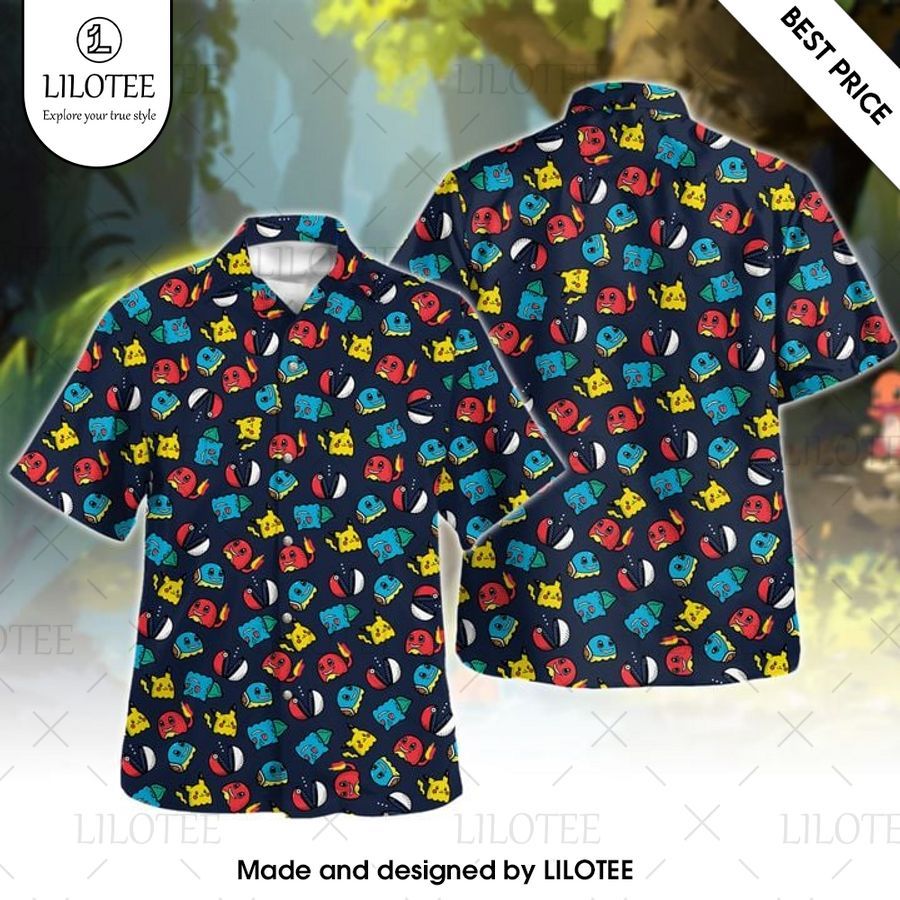 starters pokemon pattern hawaiian shirt 1 931