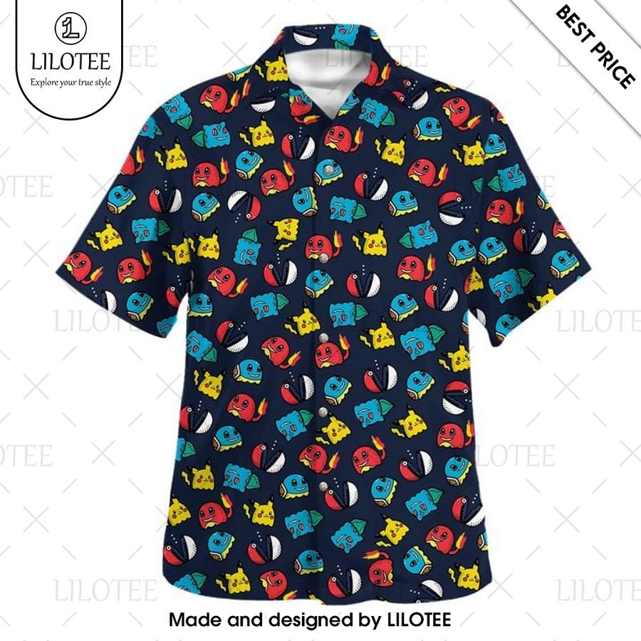 starters pokemon pattern hawaiian shirt 2 916