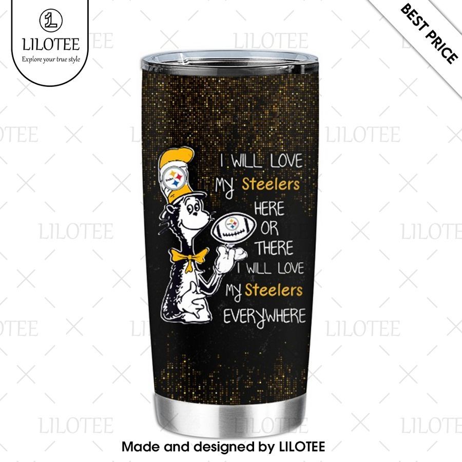 the cat in the hat i will love my steelers tumbler 1 592