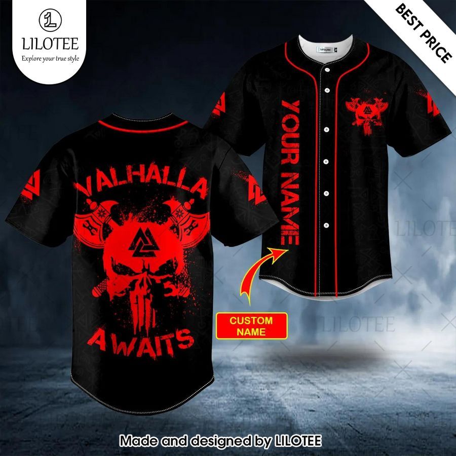 valhalla awaits viking custom baseball jersey 1 34