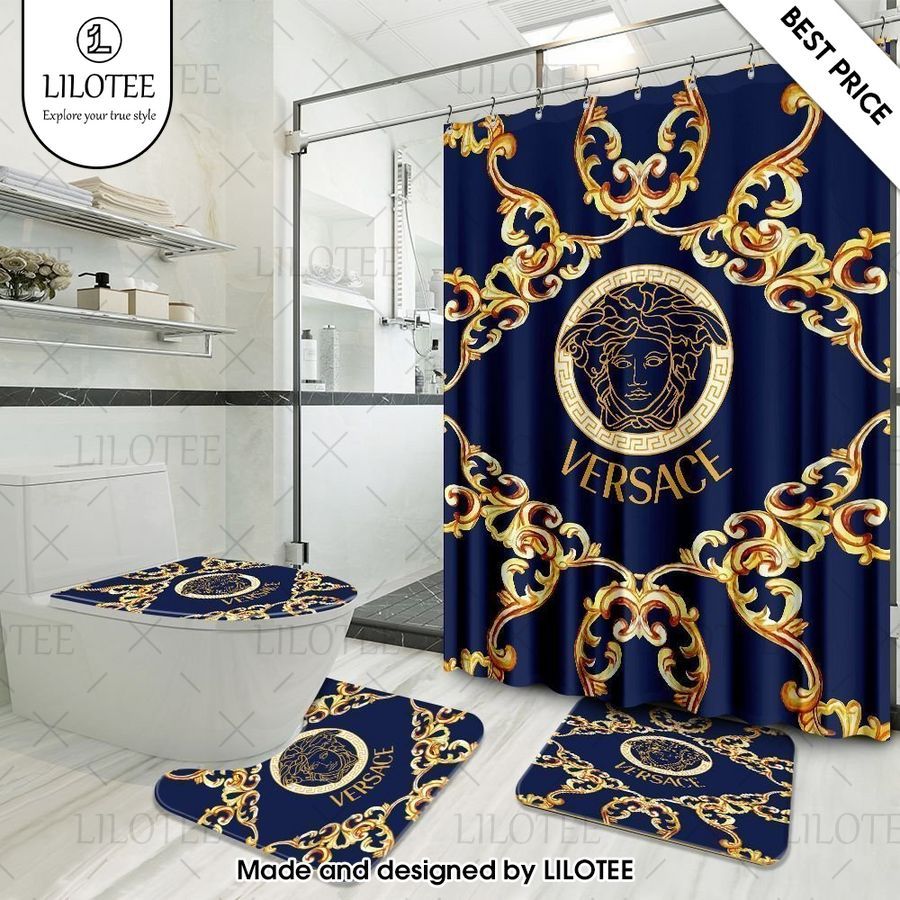 versace navy gold shower curtains 1 767