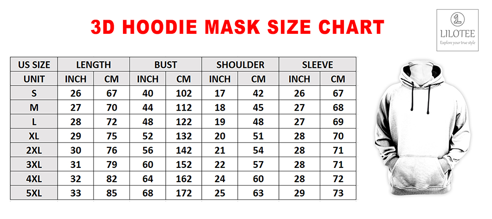 3d hoodie mask size chart Lilotee