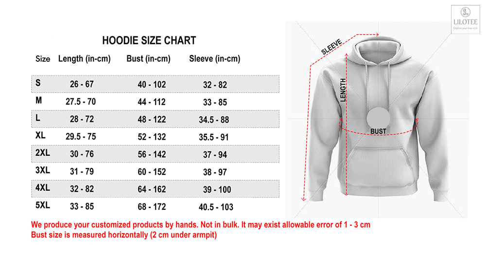 Hoodie Size Chart Lilotee