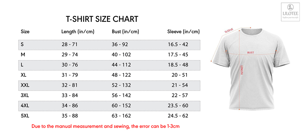 T Shirt Size Chart Lilotee