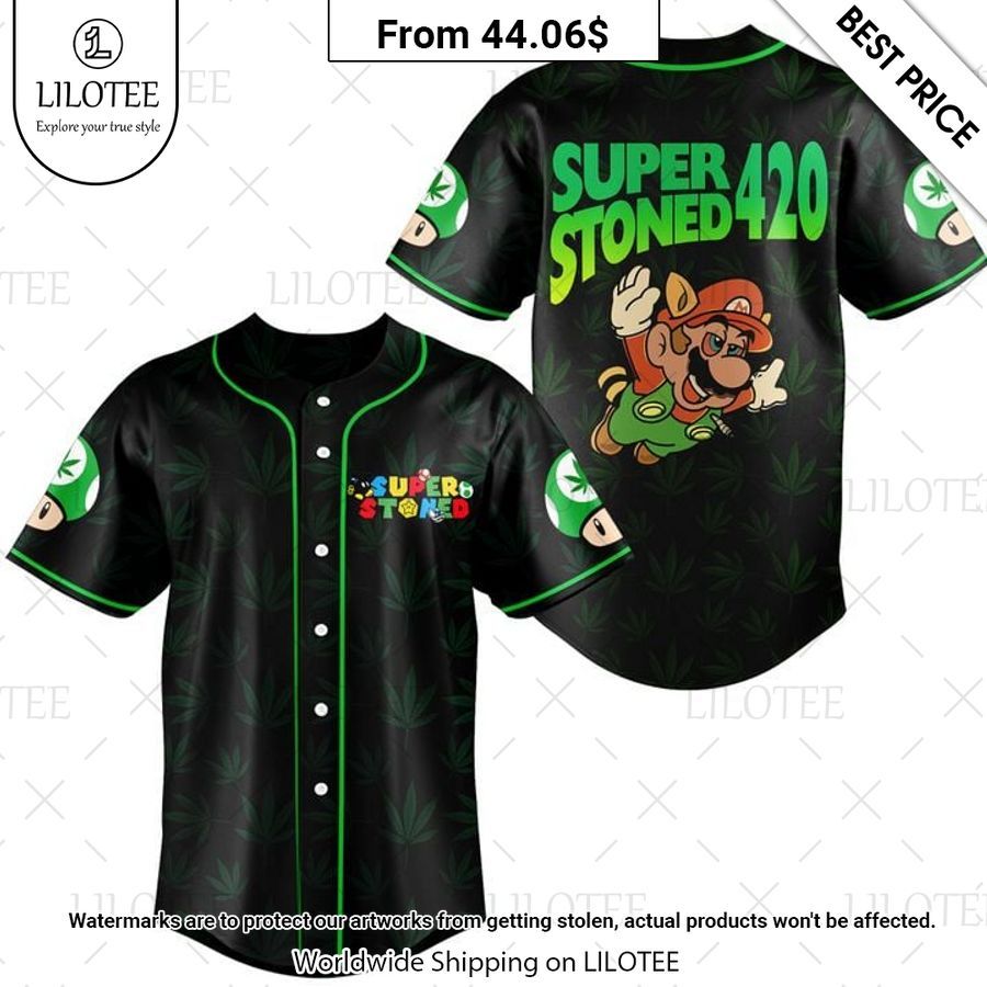 Black Super Stoned Weed Baseball Jersey Royal Pic of yours