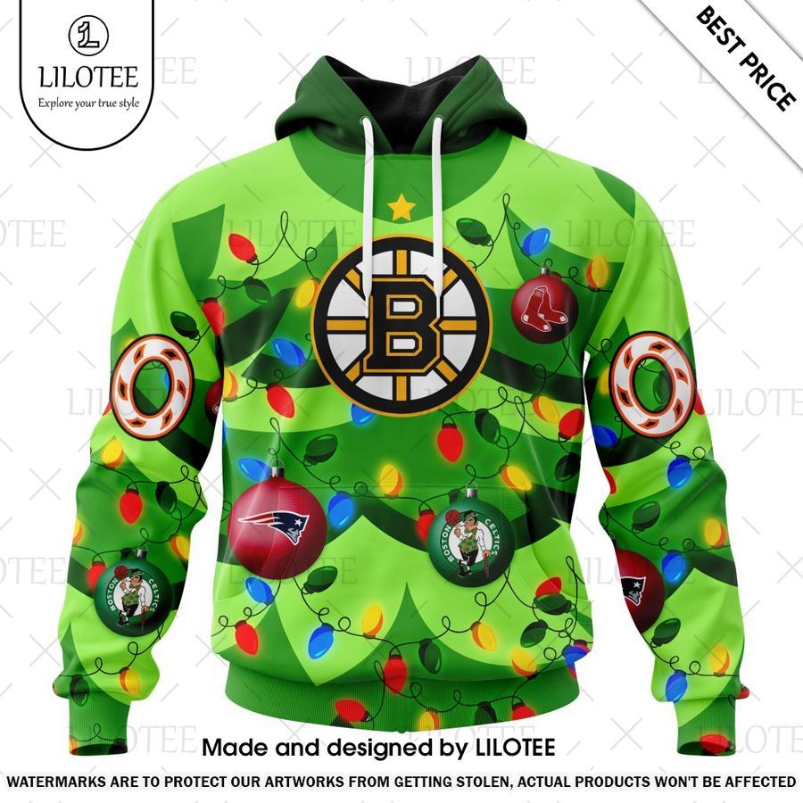 boston bruins with with christmass tree color and citys sport teams custom shirt 1 584