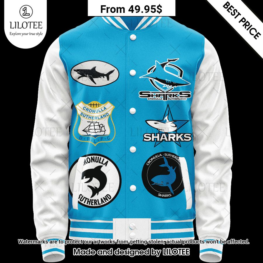 cronulla sutherland sharks retro logo revolution custom baseball jacket 1 900