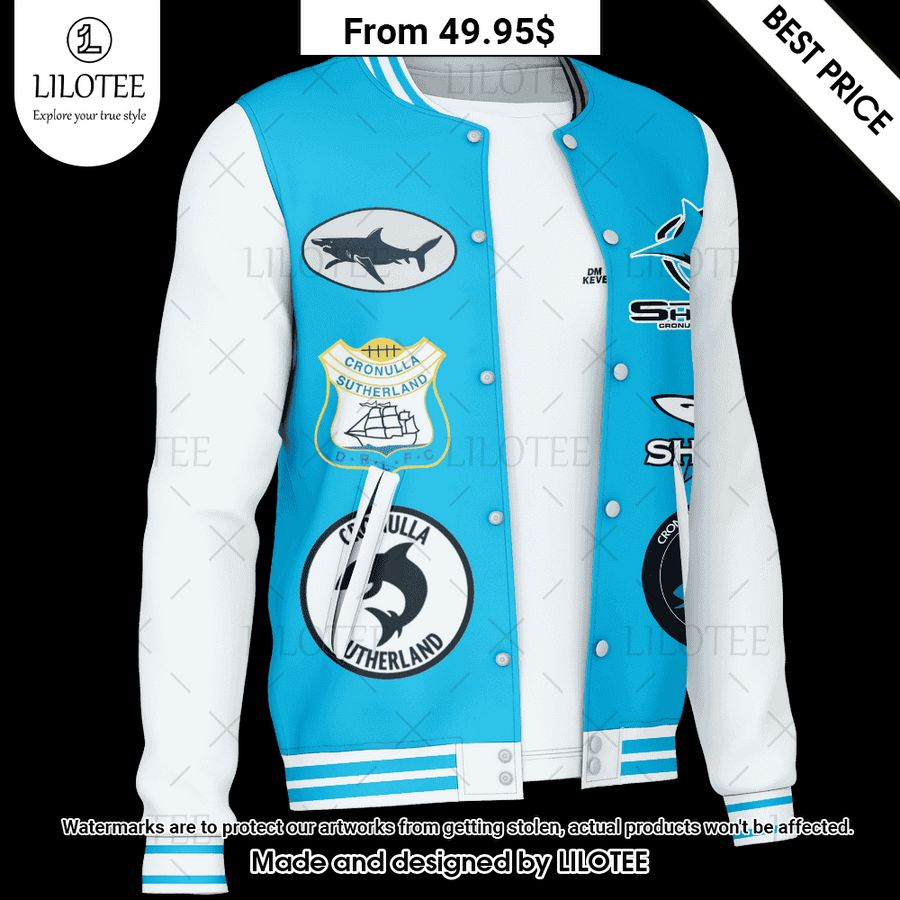 cronulla sutherland sharks retro logo revolution custom baseball jacket 2 805