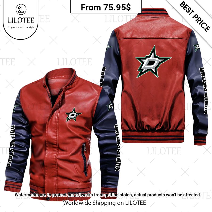 dallas stars leather bomber jacket 1 852