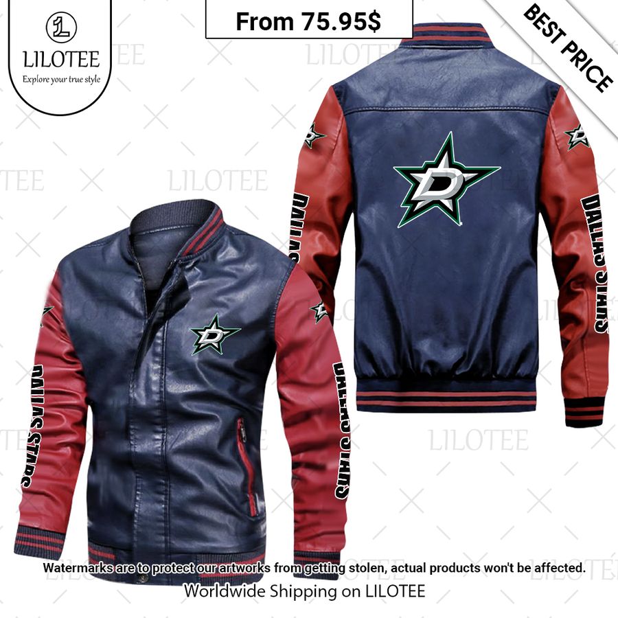 dallas stars leather bomber jacket 2 361