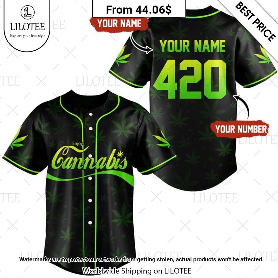 Enjoy Cannabis Weed Custom Baseball Jersey Nice photo dude