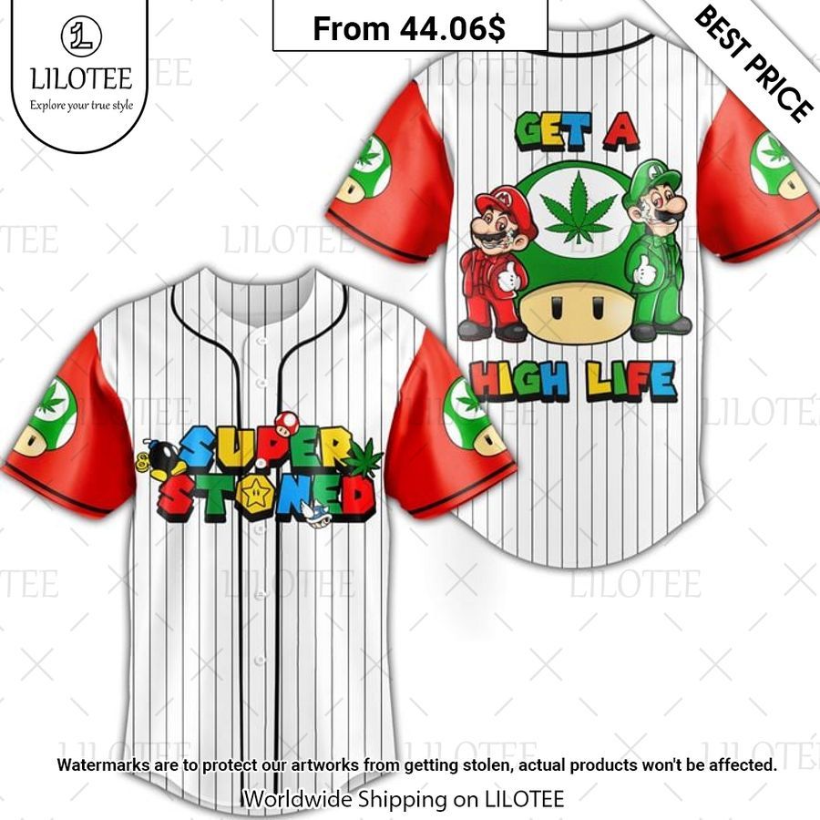 Get a high life Super Stoned Mario Baseball Jersey Nice elegant click