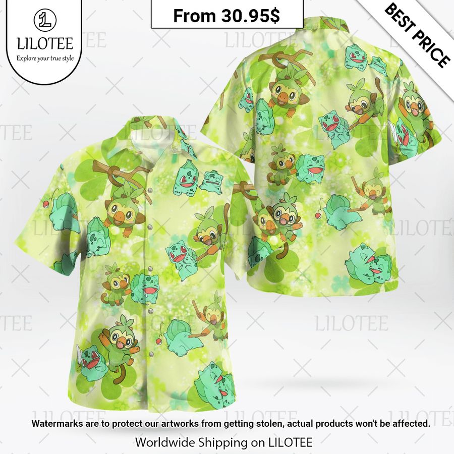 Grookey Bulbasaur Grass Type Hawaiian Shirt You look so healthy and fit
