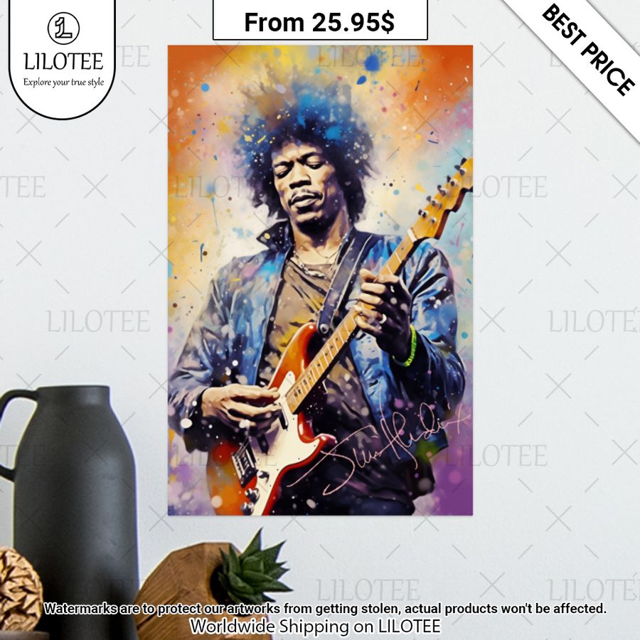 Jimi Hendrix Guitar Watercolor Poster How did you learn to click so well