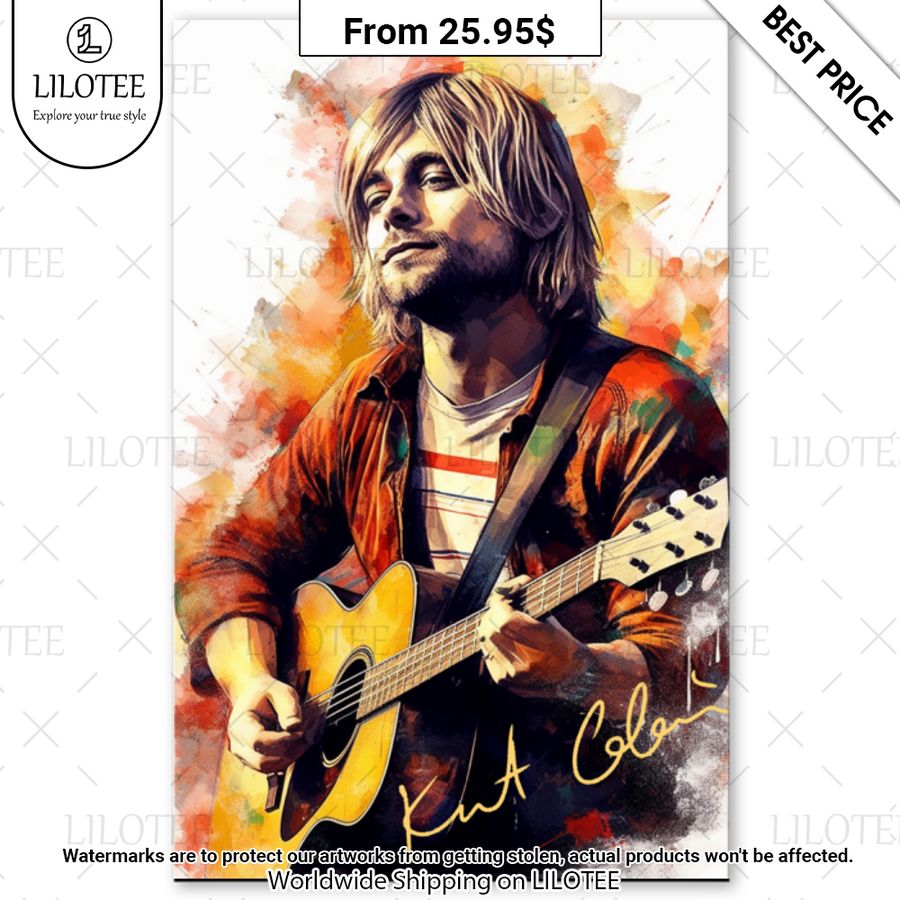 Kurt Cobain Guitar Watercolor Poster Nice shot bro