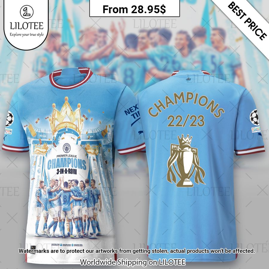 Manchester City 22 23 Premier League Champions T Shirt Nice elegant click