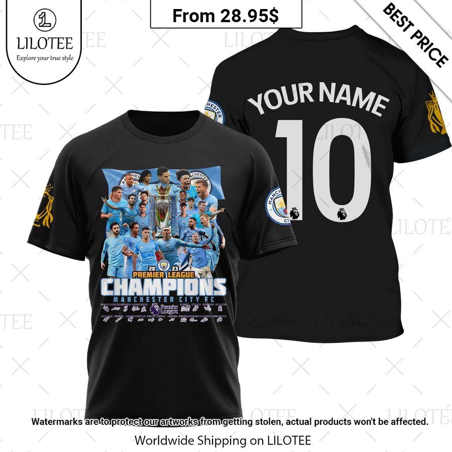 Manchester City Champions Premier League 22 23 T Shirt Unique and sober