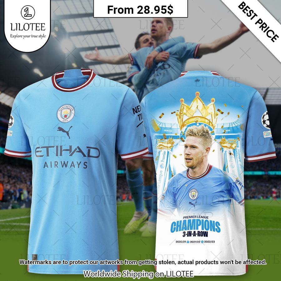 Manchester City Etihad Airways 3 in a row Champions T Shirt Loving click