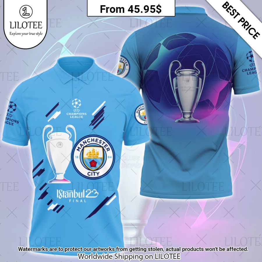 Manchester City Premier League Champions Polo Shirt Natural and awesome