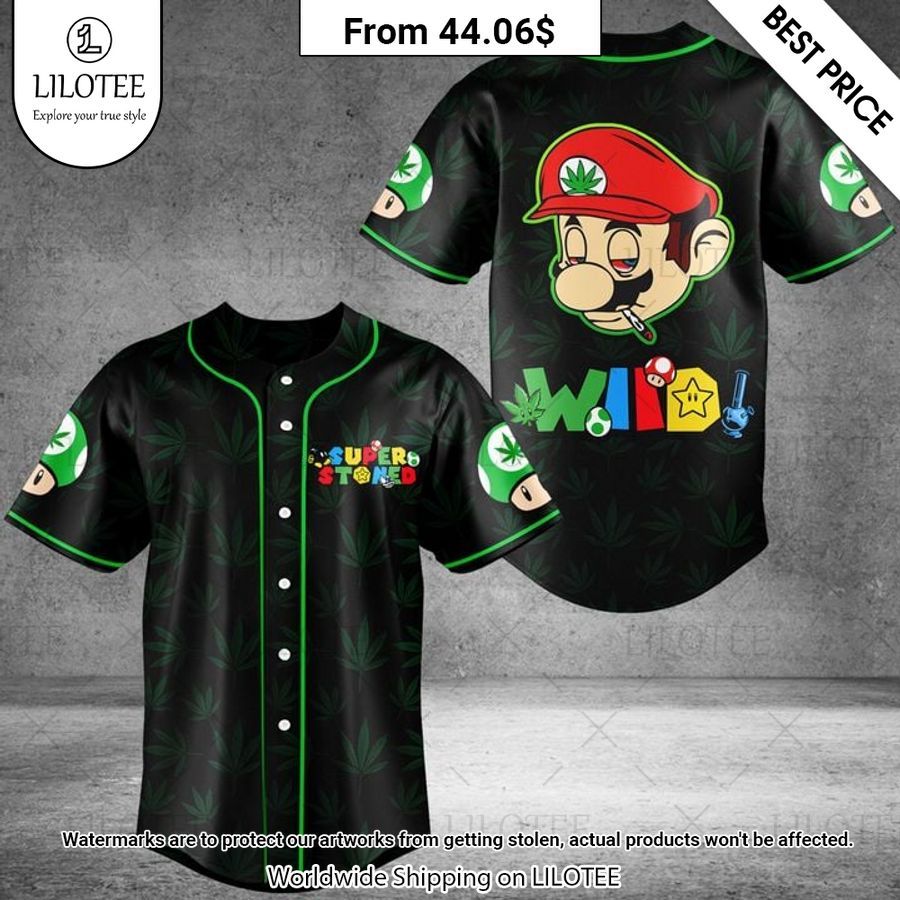 Mario Wiid weed black Baseball Jersey Beauty is power; a smile is its sword.