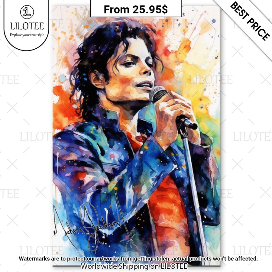 Michael Jackson Singing Watercolor Poster Amazing Pic