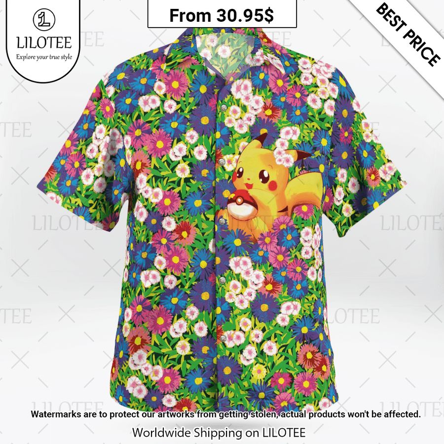 Pikachu Summer Flowers Hawaiian Shirt Pic of the century