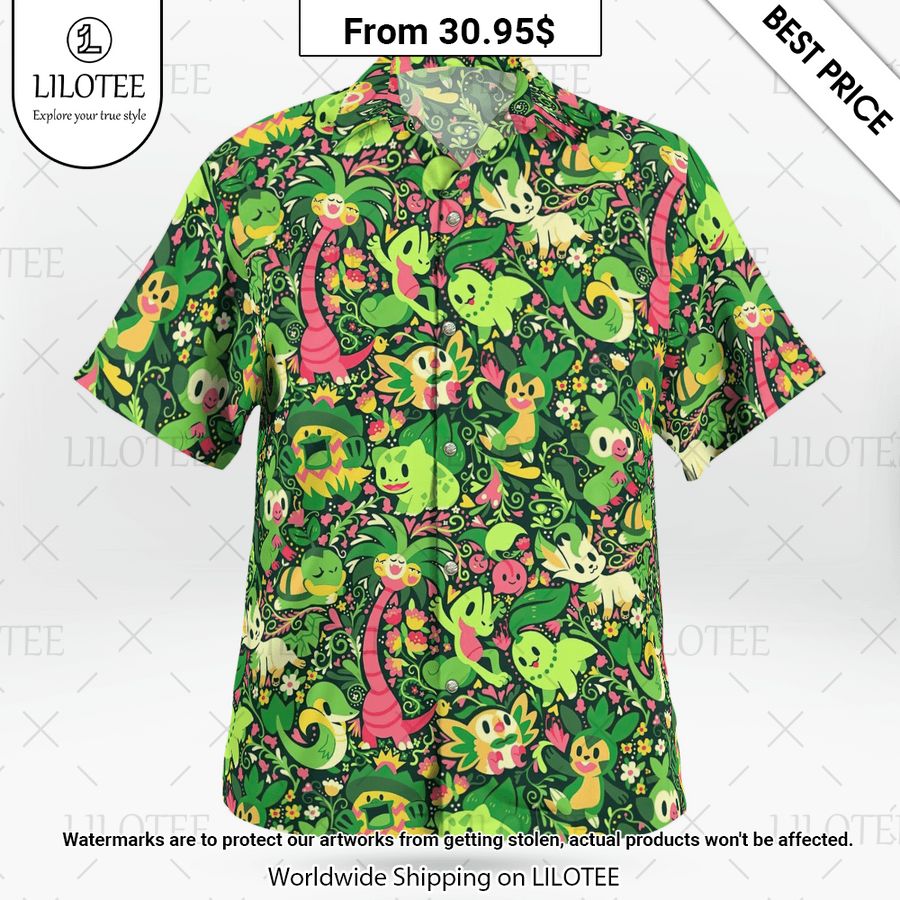 Pokemon Green Color Hawaiian Shirt This place looks exotic.