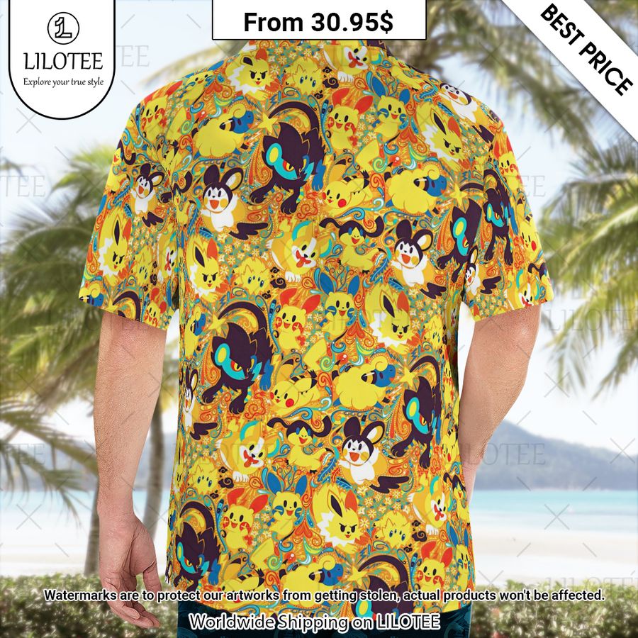 Pokemon Yellow Color Hawaiian Shirt Cutting dash