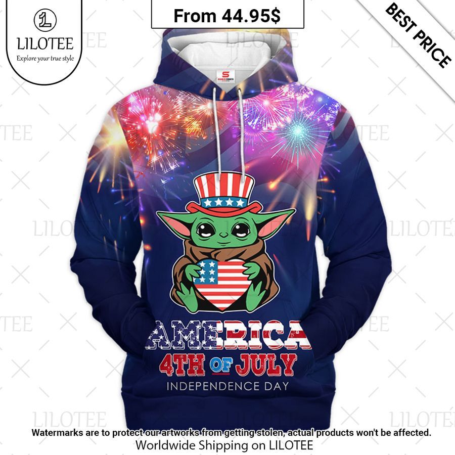 Star Wars Baby Yoda America 4th Of July Independence Day Hoodie Cutting dash