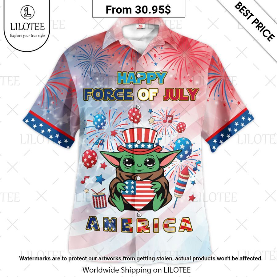Star Wars Baby Yoda Happy Force Of July America Hawaiian Shirt Stunning