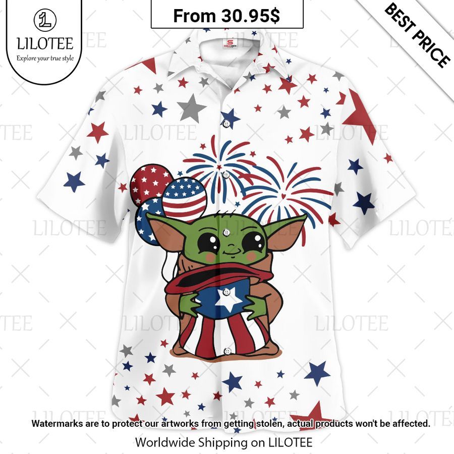 Star Wars Baby Yoda Independence Day Hawaiian Shirt Impressive picture.