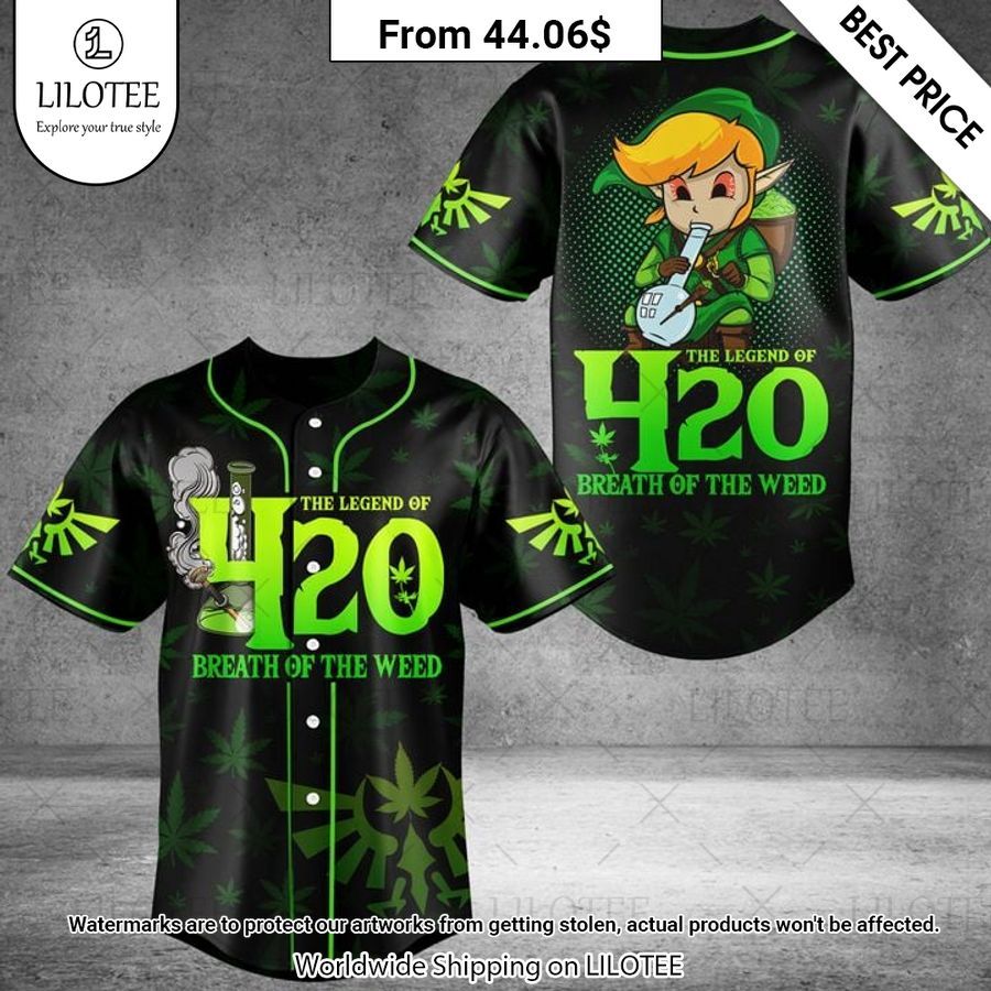 The Legend of 420 Breath of the Weed Baseball Jearsey Wow, cute pie